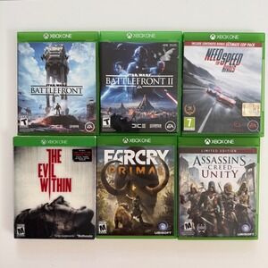 Xbox One Game Lot 6 Star Wars Battlefront Evil Within Far Cry Primal AC Unity